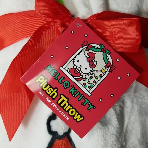 Sanrio Hello Kitty Christmas Santa Tree Plush Throw Blanket 50in x 70in 2023 NWT - Picture 7 of 8